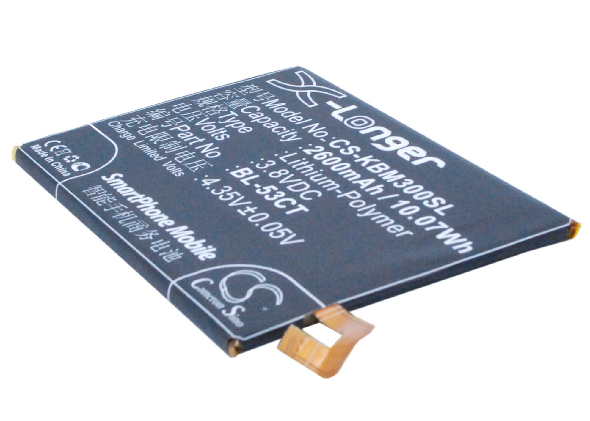 3.8V, 2650mAh, Li-Polymer Battery fits Koobee, M3, 10.07Wh