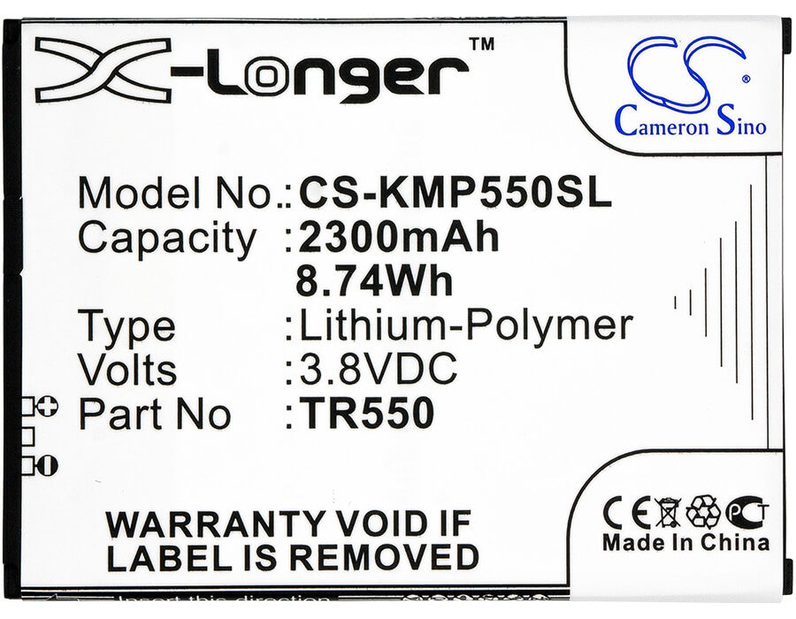 3.8V, 2300mAh, Li-Polymer Battery fits Kazam, Trooper 550, 8.74Wh