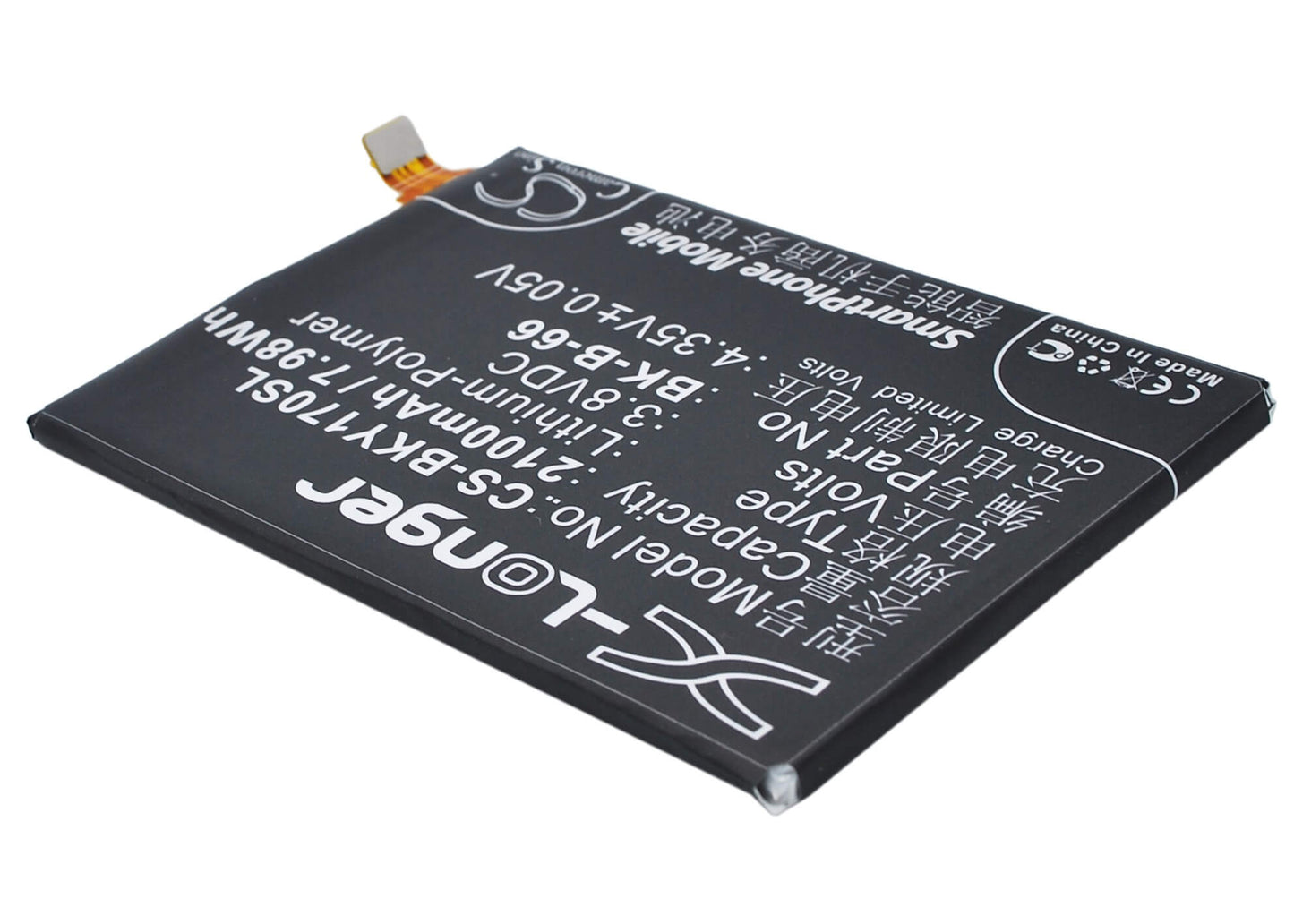 3.8V, 2100mAh, Li-Polymer Battery fits Bbk, Vivo Y17, Vivo Y17t, 7.98Wh