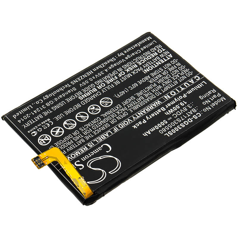 3.8V, 5000mAh, Li-Polymer Battery fits Doogee, S30, 19Wh