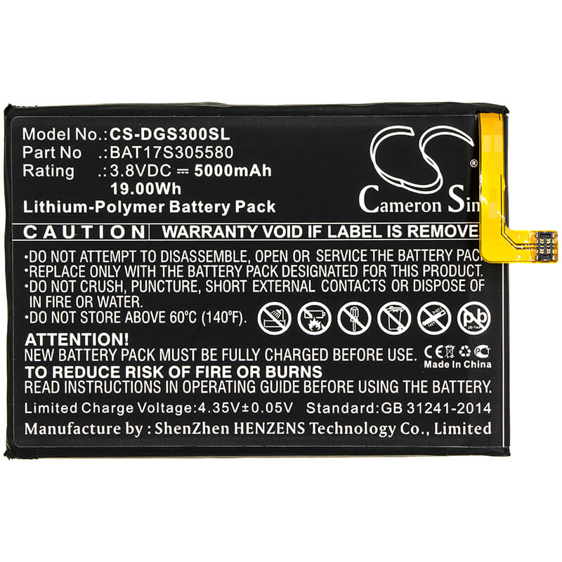 3.8V, 5000mAh, Li-Polymer Battery fits Doogee, S30, 19Wh
