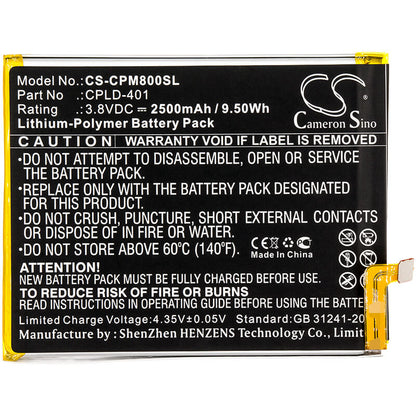3.8V, 2500mAh, Li-Polymer Battery fits Coolpad, A8-930 A8-831, Max A8, 9.5Wh