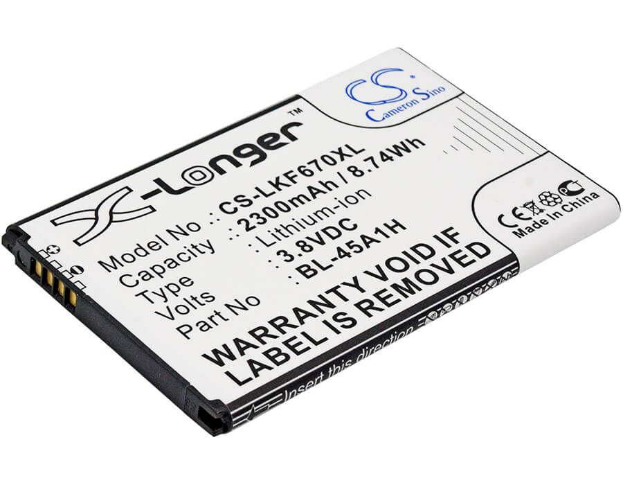 3.8V, 2300mAh, Li-ion Battery fits Lg, F670, F670k, 8.74Wh