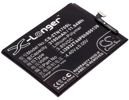 3.85V, 3100mAh, Li-Polymer Battery fits Zte, Nubia Z17, Nubia Z17 Dual Sim, 11.935Wh