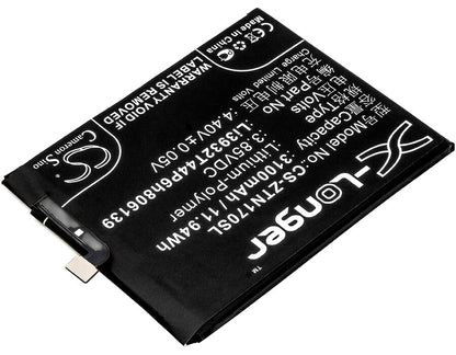3.85V, 3100mAh, Li-Polymer Battery fits Zte, Nubia Z17, Nubia Z17 Dual Sim, 11.935Wh