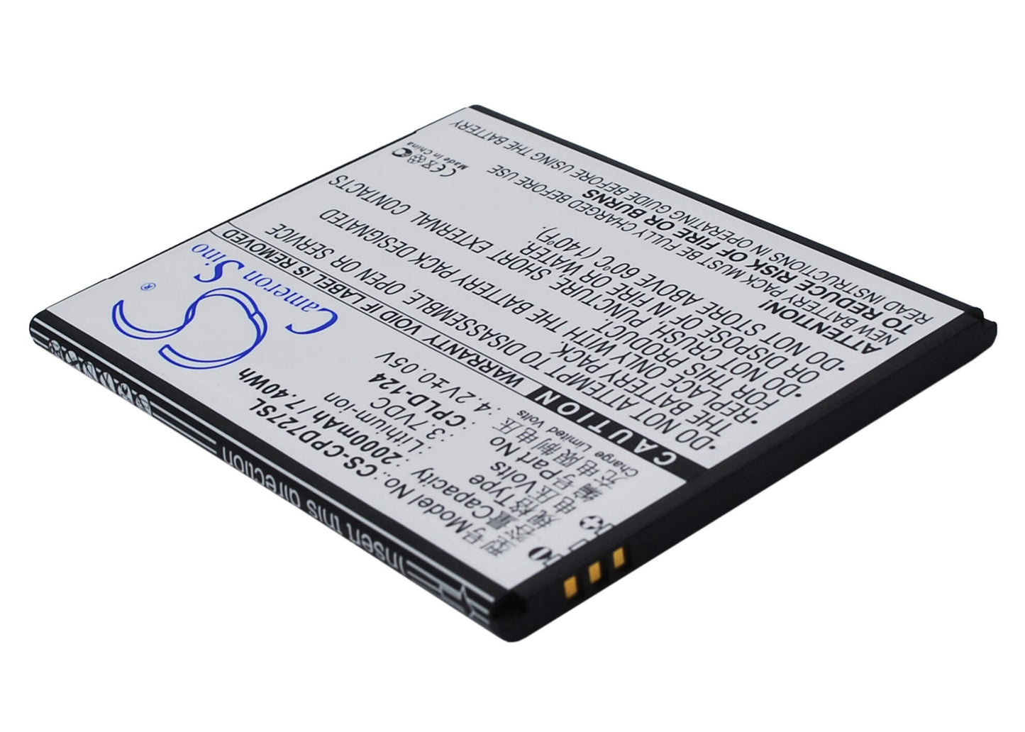 3.7V, 2000mAh, Li-ion Battery fits Coolpad, 7275, 7.4Wh