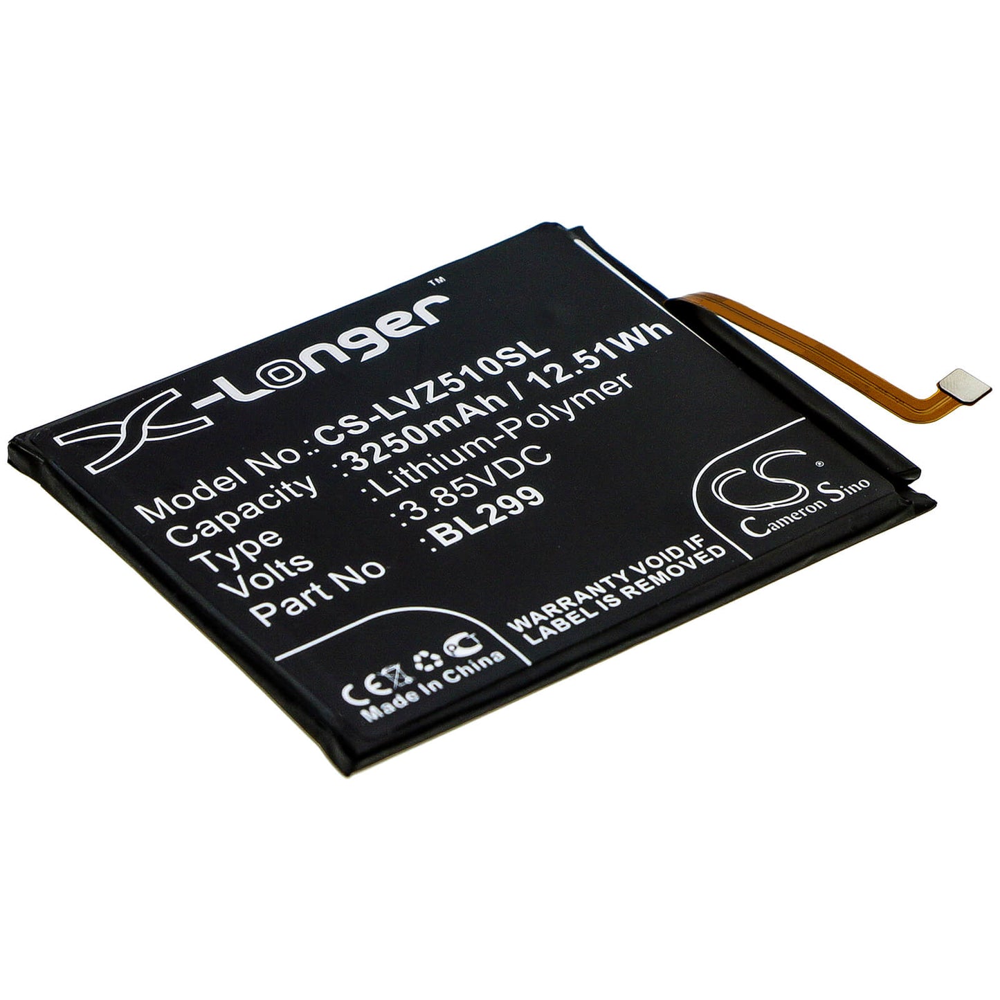 3.85V, 3250mAh, Li-Polymer Battery fits Lenovo, L78071, Z5s, 12.5125Wh