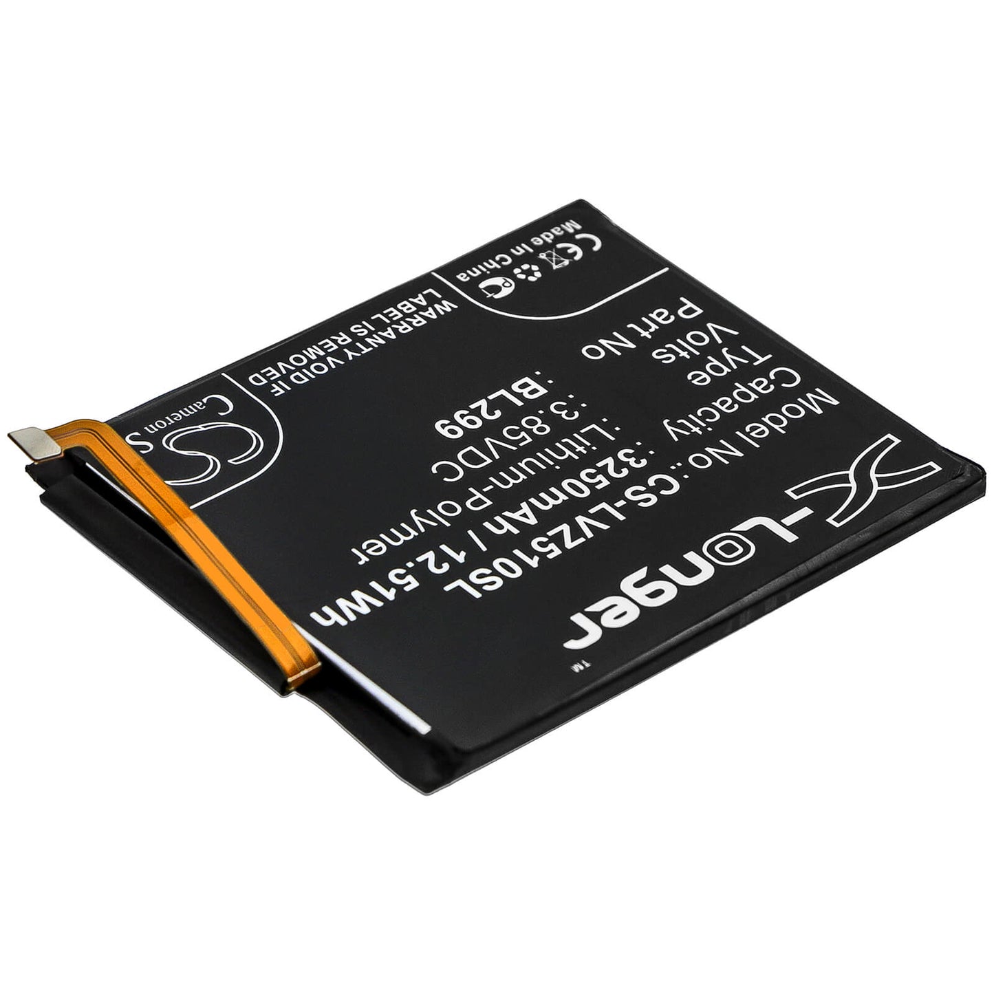 3.85V, 3250mAh, Li-Polymer Battery fits Lenovo, L78071, Z5s, 12.5125Wh