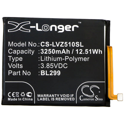 3.85V, 3250mAh, Li-Polymer Battery fits Lenovo, L78071, Z5s, 12.5125Wh