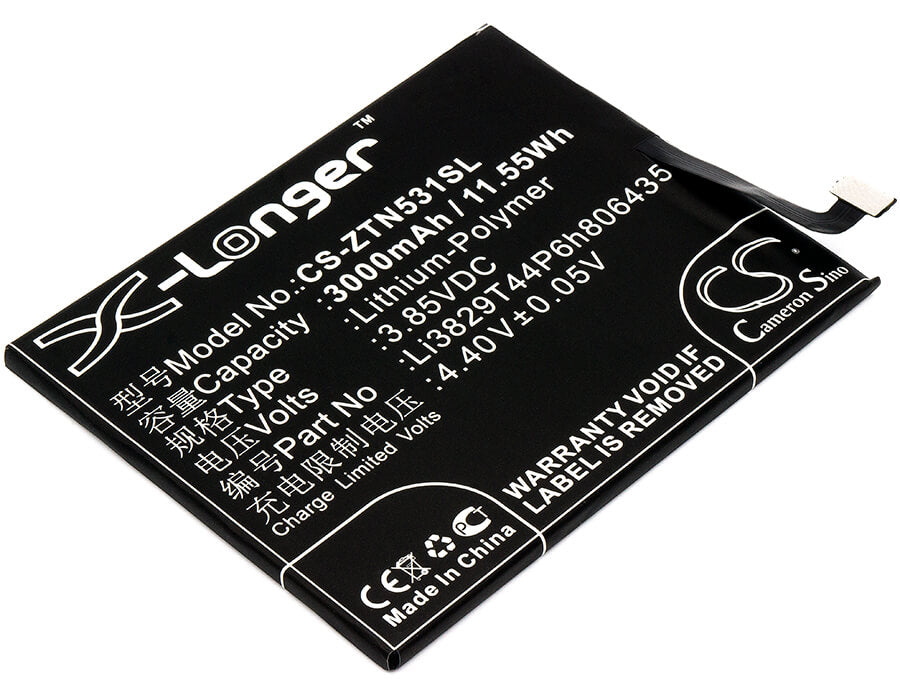 3.85V, 3000mAh, Li-Polymer Battery fits Zte, Nubia M2 Lite, Nubia M2 Lite Dual Sim, 11.55Wh