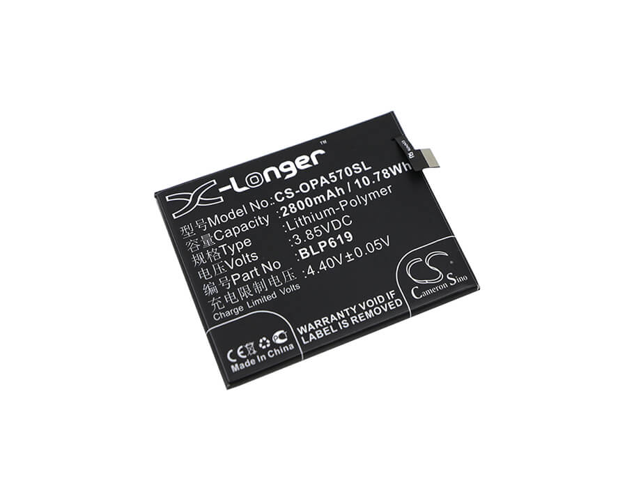 3.85V, 2800mAh, Li-Polymer Battery fits Oppo, A39, A39 Dual Sim, 10.78Wh