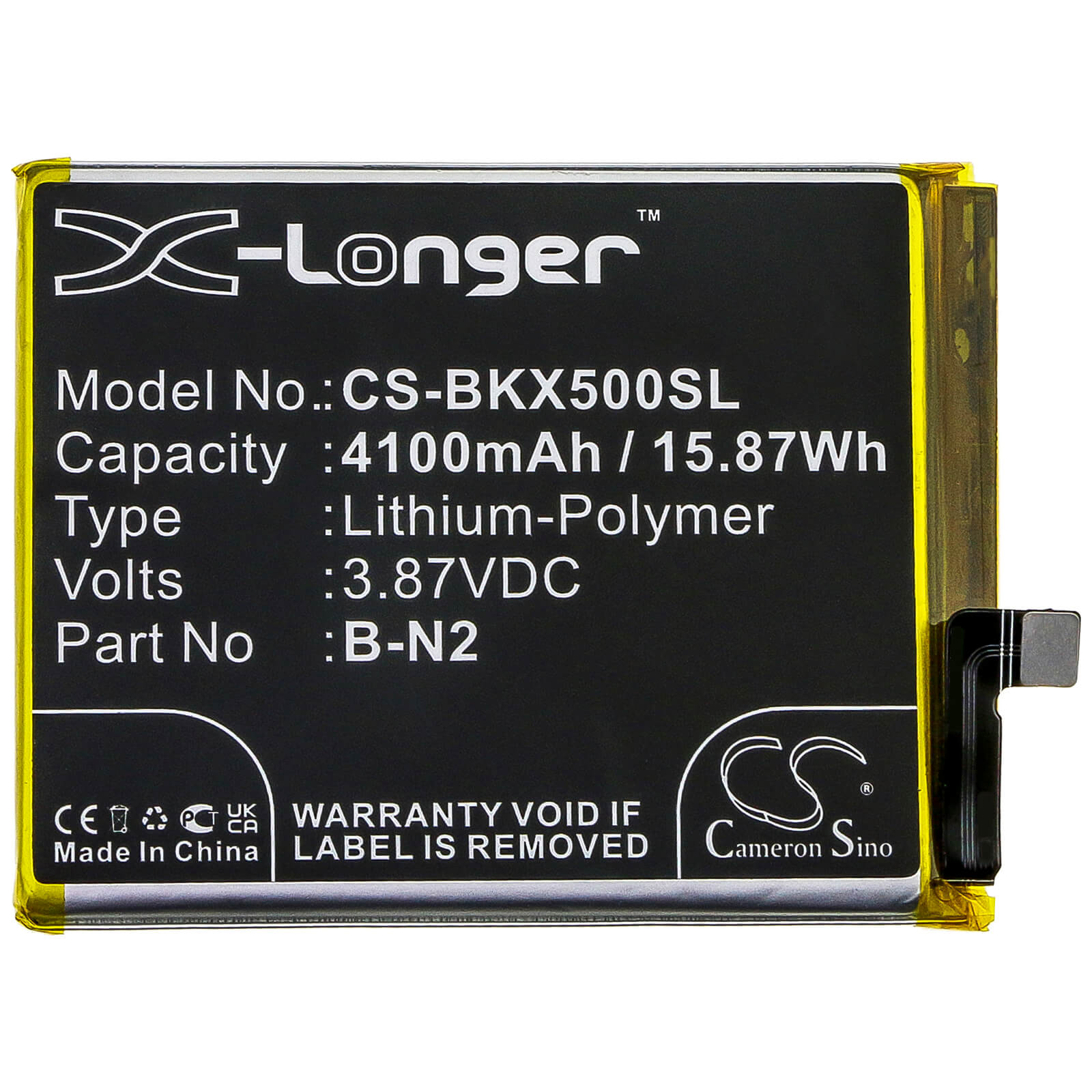 3.87V, 4100mAh, Li-Polymer Battery fits Vivo, V2001, V2001a, 15.867Wh