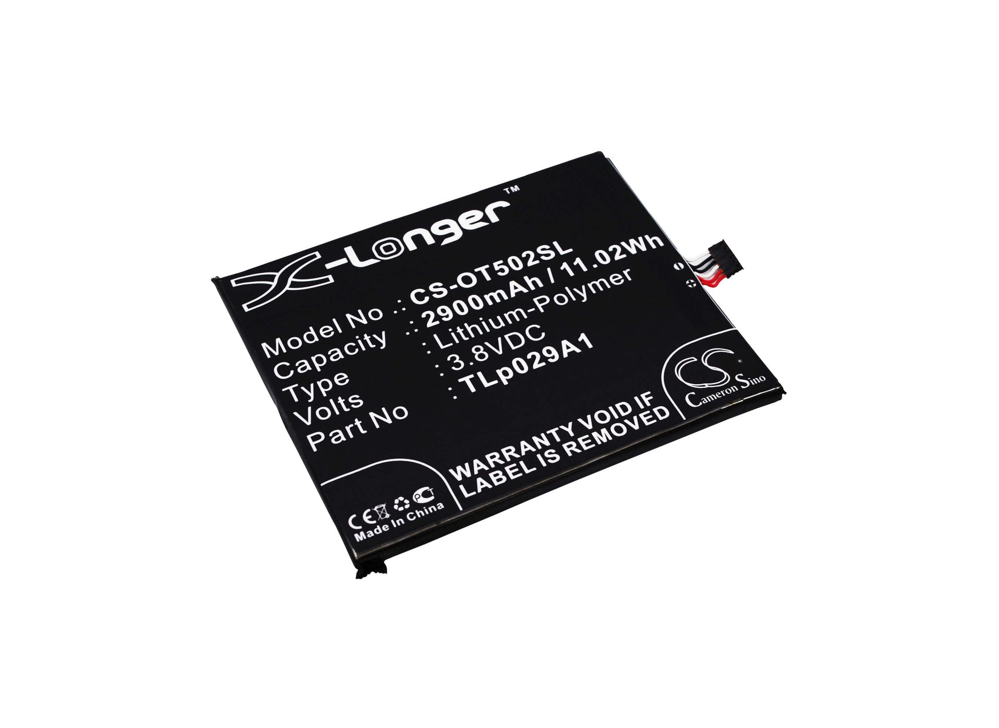 3.8V, 2900mAh, Li-Polymer Battery fits Alcatel, One Touch Pop 3 5.5, Ot-5025, 11.02Wh