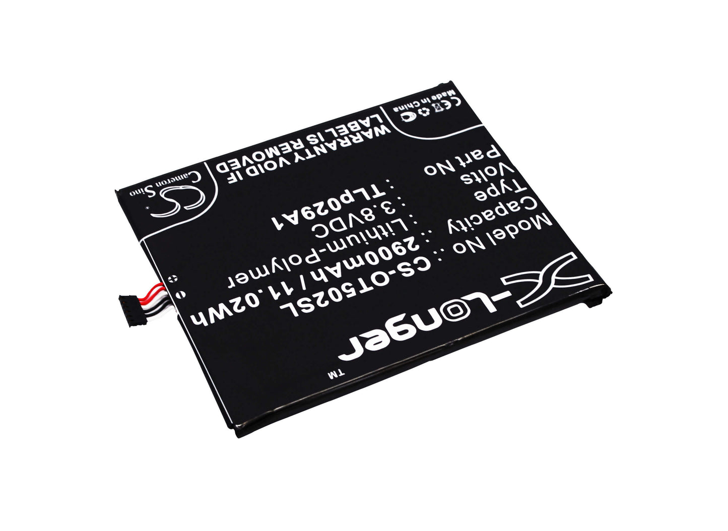 3.8V, 2900mAh, Li-Polymer Battery fits Alcatel, One Touch Pop 3 5.5, Ot-5025, 11.02Wh
