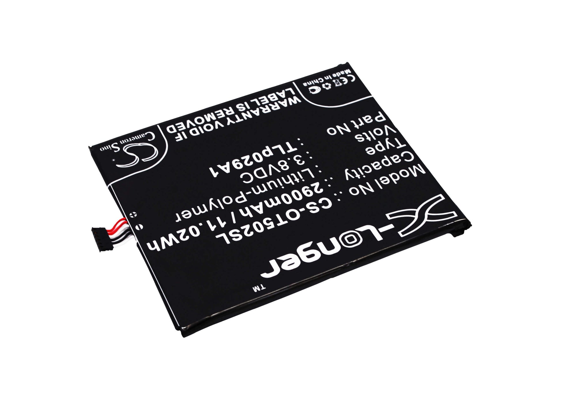 3.8V, 2900mAh, Li-Polymer Battery fits Alcatel, One Touch Pop 3 5.5, Ot-5025, 11.02Wh