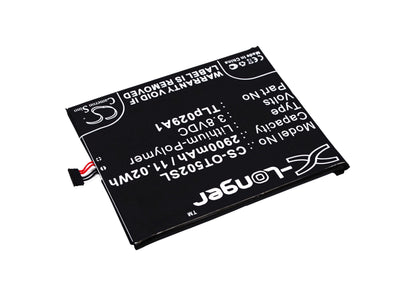 3.8V, 2900mAh, Li-Polymer Battery fits Alcatel, One Touch Pop 3 5.5, Ot-5025, 11.02Wh