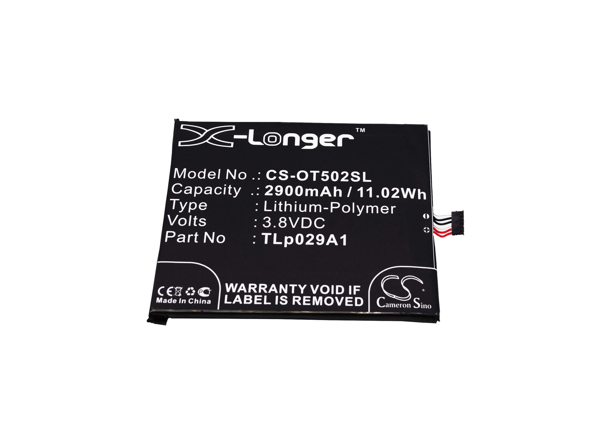 3.8V, 2900mAh, Li-Polymer Battery fits Alcatel, One Touch Pop 3 5.5, Ot-5025, 11.02Wh