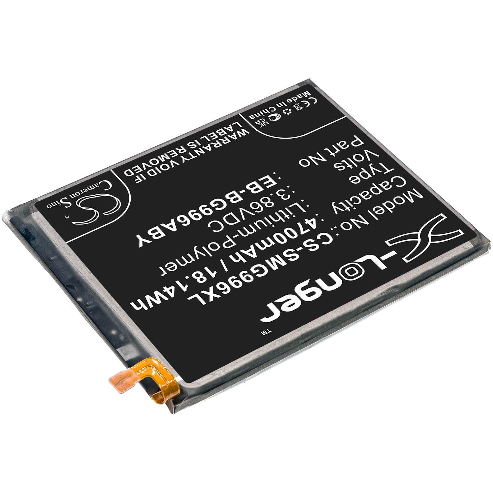 3.86V, 4700mAh, Li-Polymer Battery fits Samsung, Galaxy S21+, Galaxy S21+ 5g, 18.142Wh