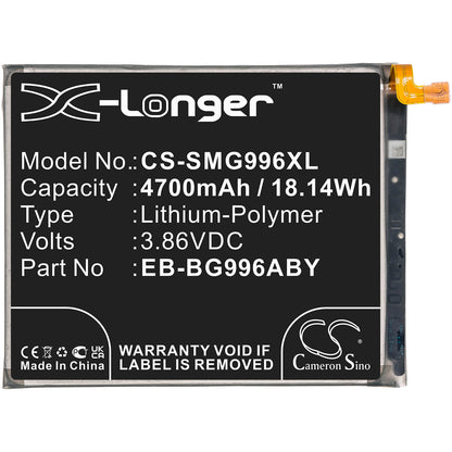 3.86V, 4700mAh, Li-Polymer Battery fits Samsung, Galaxy S21+, Galaxy S21+ 5g, 18.142Wh
