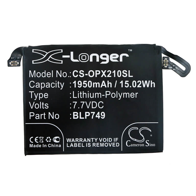 7.7V, 1950mAh, Li-Polymer Battery fits Oppo, Relme X2 Pro, Rmx1931, 15.015Wh