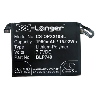 7.7V, 1950mAh, Li-Polymer Battery fits Oppo, Relme X2 Pro, Rmx1931, 15.015Wh