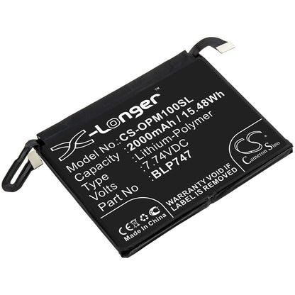 7.74V, 2000mAh, Li-Polymer Battery fits Oppo, Pclm10, Reno Ace, 15.48Wh
