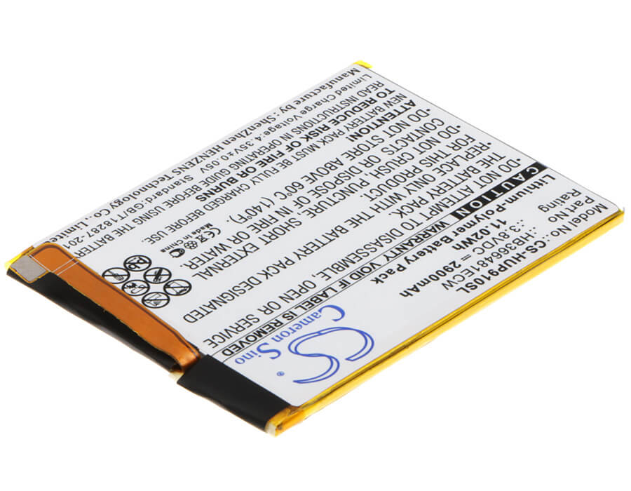 3.8V, 2900mAh, Li-Polymer Battery fits Huawei, 6 2018 Dual Sim, 6 2018 Dual Sim Lte, 11.02Wh