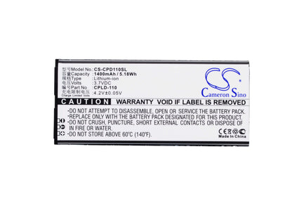 3.7V, 1400mAh, Li-ion Battery fits Coolpad, 5217, 7060, 5.18Wh
