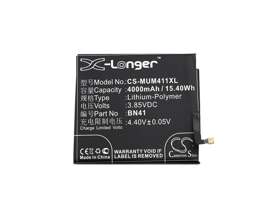 3.85V, 4000mAh, Li-Polymer Battery fits Xiaomi, Note 4, Redmi Note 4, 15.4Wh