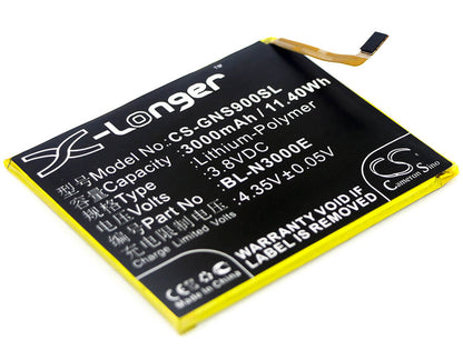 3.8V, 3000mAh, Li-Polymer Battery fits Gionee, Gn9013, S9, 11.4Wh