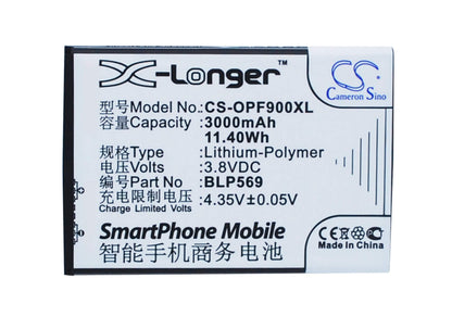 3.8V, 3000mAh, Li-Polymer Battery fits Oppo, Find 7, Find 7 Lite, 11.4Wh