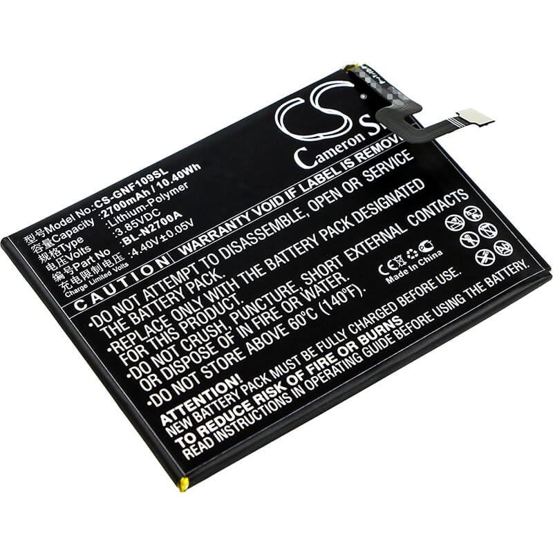 3.85V, 2700mAh, Li-Polymer Battery fits Gionee, F109, F109l, 10.395Wh