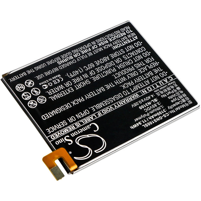 3.85V, 3100mAh, Li-Polymer Battery fits Gionee, Elife S10c, Elife S10c Dual Sim, 11.935Wh