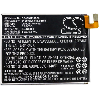 3.85V, 3100mAh, Li-Polymer Battery fits Gionee, Elife S10c, Elife S10c Dual Sim, 11.935Wh