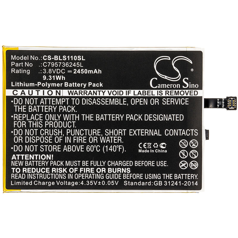 3.8V, 2450mAh, Li-Polymer Battery fits Blu, S0110, Studio One, 9.31Wh