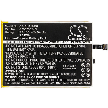 3.8V, 2450mAh, Li-Polymer Battery fits Blu, S0110, Studio One, 9.31Wh