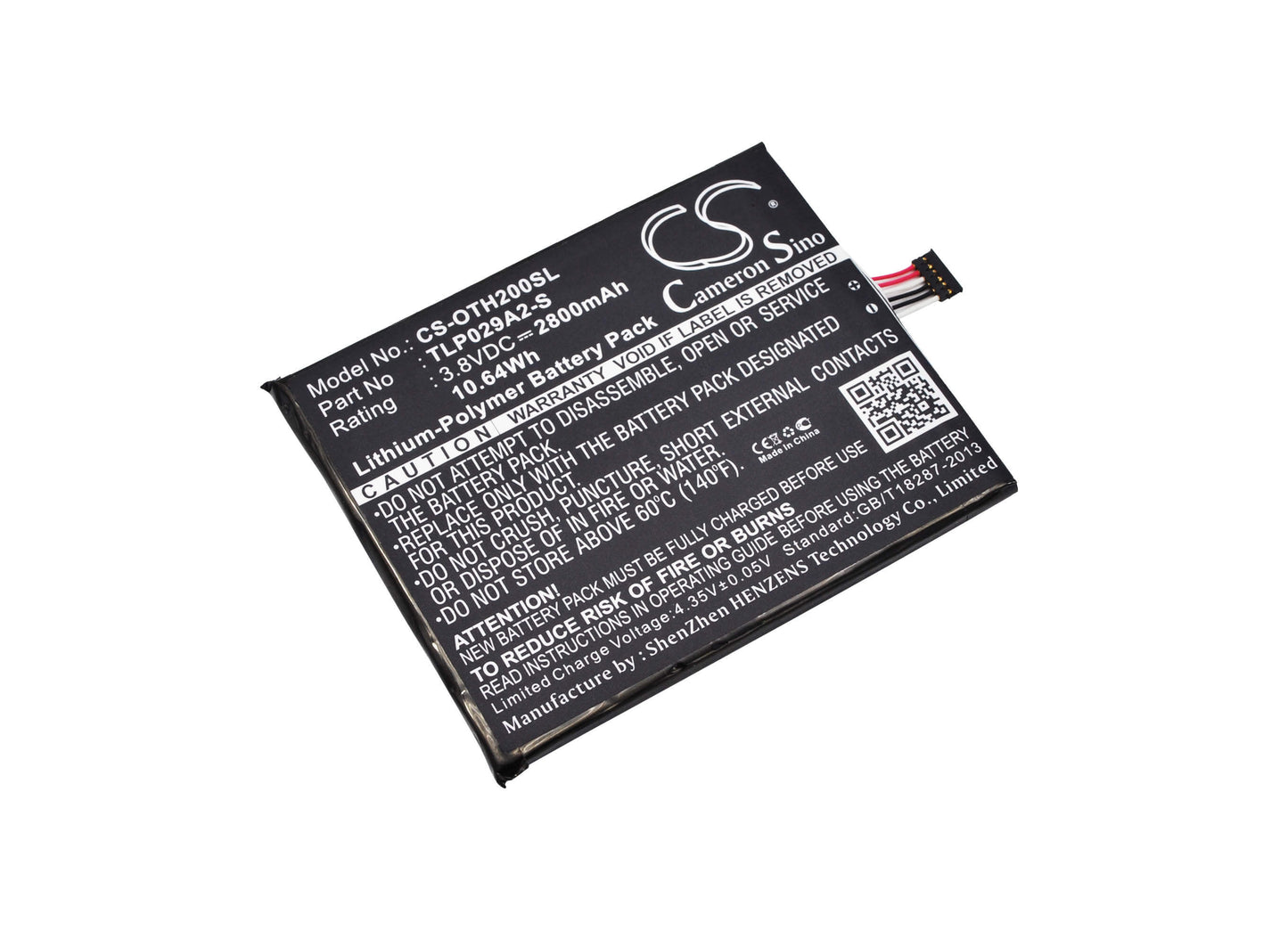3.8V, 2800mAh, Li-Polymer Battery fits Alcatel, Baal6045y, One Touch Idol 3 5.5, 10.64Wh