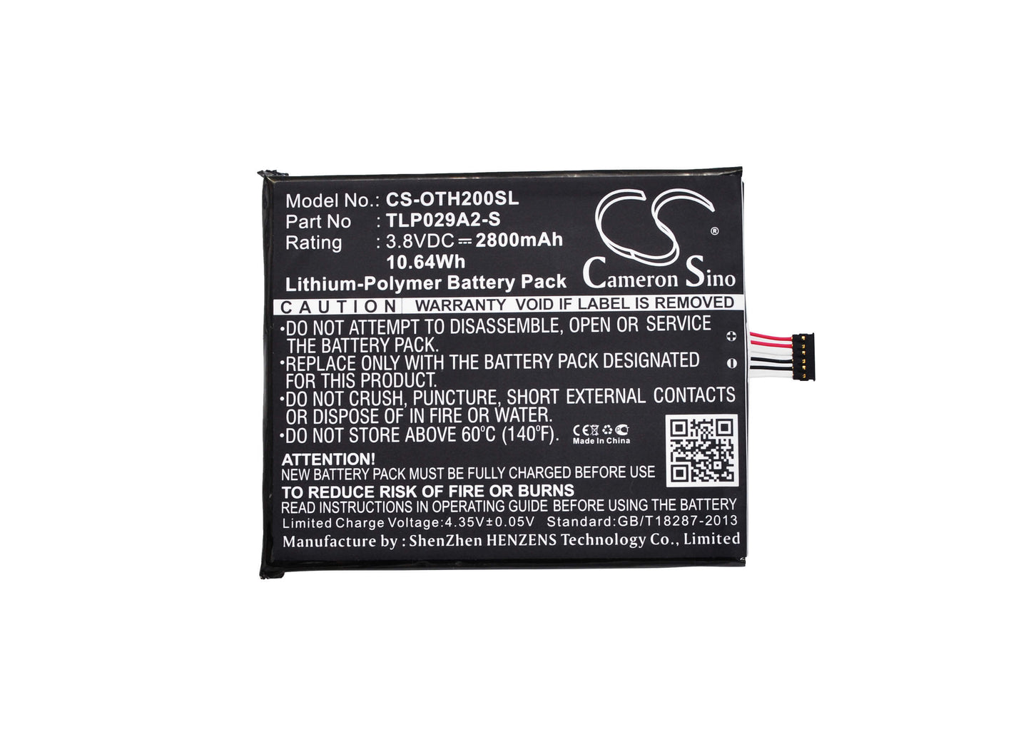 3.8V, 2800mAh, Li-Polymer Battery fits Alcatel, Baal6045y, One Touch Idol 3 5.5, 10.64Wh