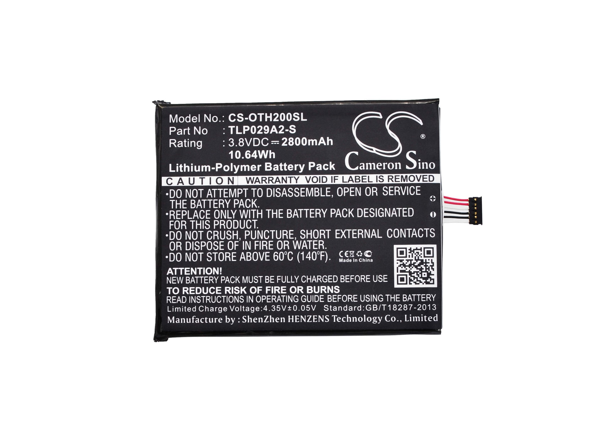 3.8V, 2800mAh, Li-Polymer Battery fits Alcatel, Baal6045y, One Touch Idol 3 5.5, 10.64Wh
