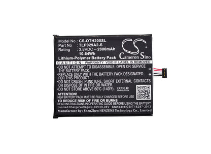 3.8V, 2800mAh, Li-Polymer Battery fits Alcatel, Baal6045y, One Touch Idol 3 5.5, 10.64Wh