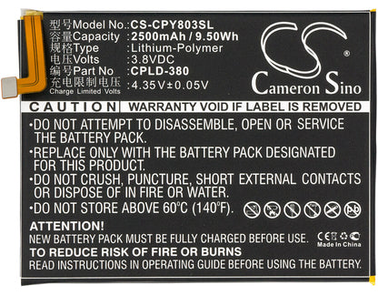 3.8V, 2500mAh, Li-Polymer Battery fits Coolpad, Fengshang 3, Y803-9, 9.5Wh