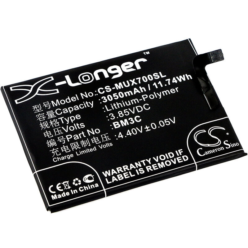 3.85V, 3050mAh, Li-Polymer Battery fits Xiaomi, Mi 7, 11.7425Wh
