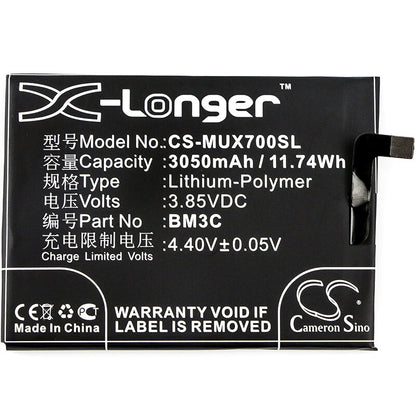3.85V, 3050mAh, Li-Polymer Battery fits Xiaomi, Mi 7, 11.7425Wh