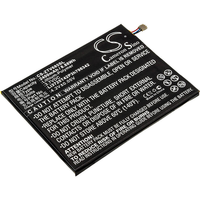 3.7V, 2400mAh, Li-Polymer Battery fits Zte, C865, C865m, 8.88Wh