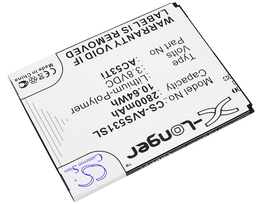 3.8V, 2800mAh, Li-Polymer Battery fits Archos, 53 Titanium, 10.64Wh