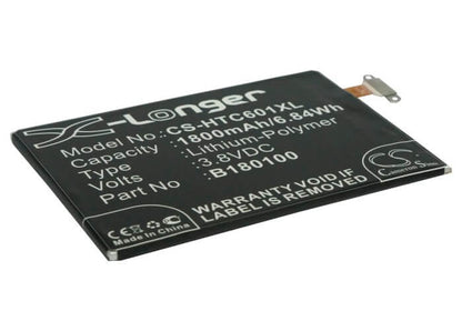 3.8V, 1800mAh, Li-Polymer Battery fits Htc, 601e, 601n, 6.84Wh