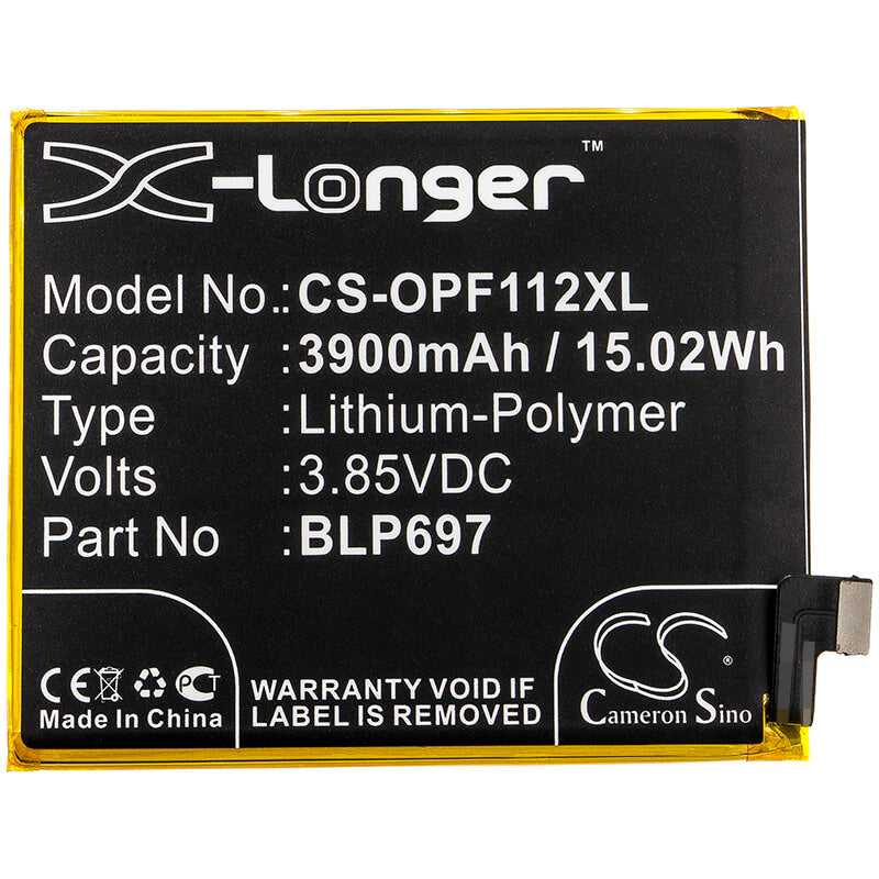 3.85V, 3900mAh, Li-Polymer Battery fits Oppo, Cph1969, F11 Pro, 15.015Wh