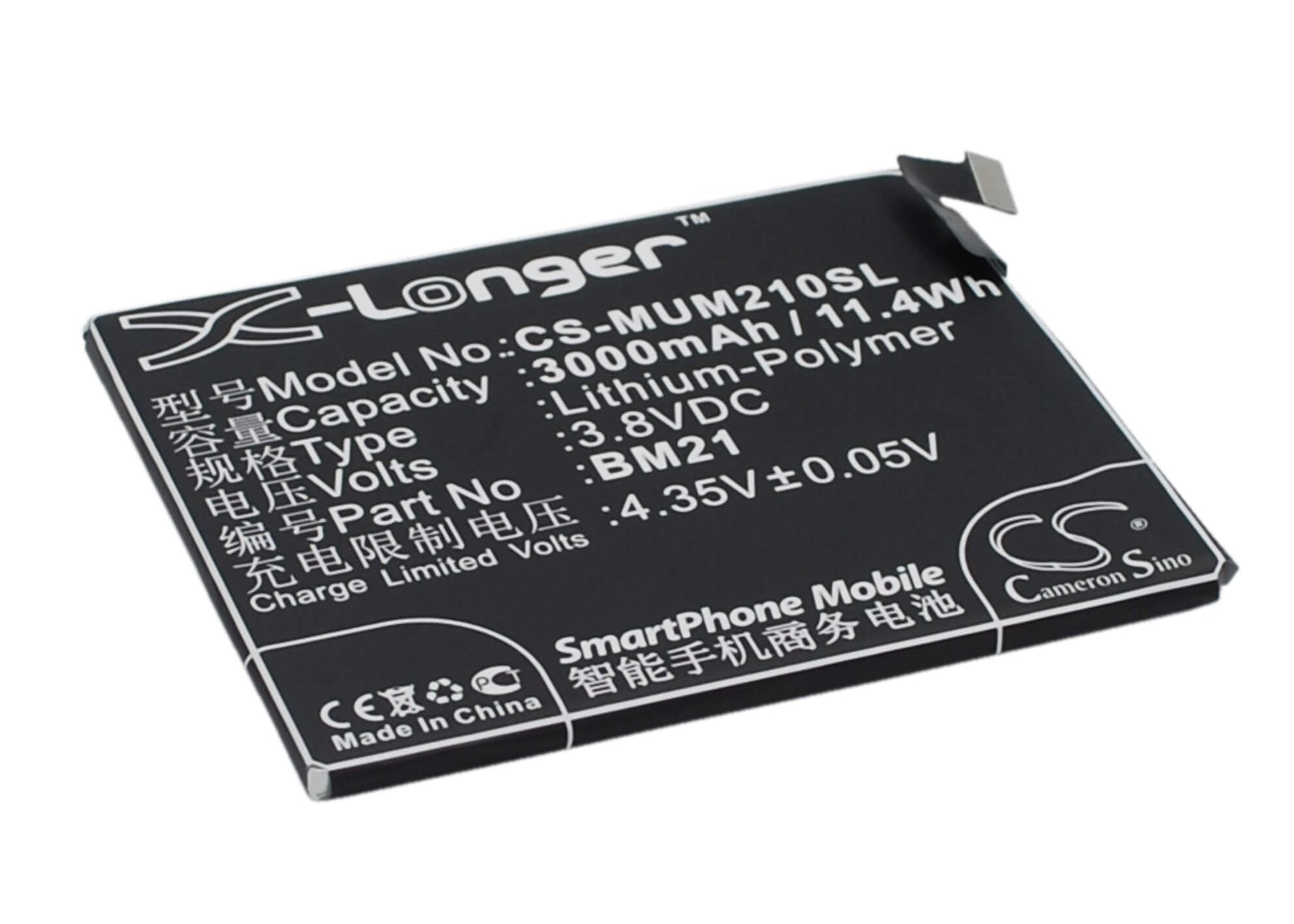 3.8V, 3000mAh, Li-Polymer Battery fits Xiaomi, Libra, Mi Note, 11.4Wh