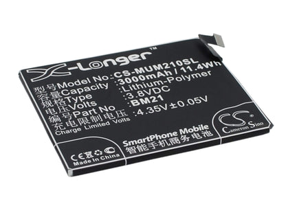 3.8V, 3000mAh, Li-Polymer Battery fits Xiaomi, Libra, Mi Note, 11.4Wh