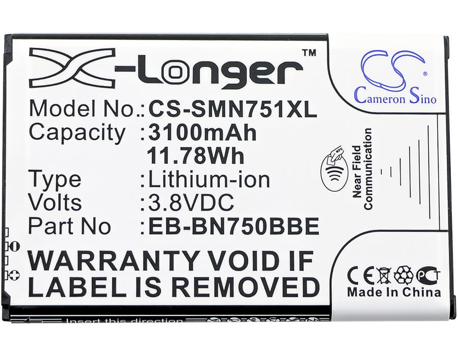 CS-SMN751XL, Mobile, Smartphone 3.8V, 3100mAh, Li-ion Battery fits Samsung, Galaxy Note 3 Mini, Galaxy Note 3 Neo, 11.78Wh